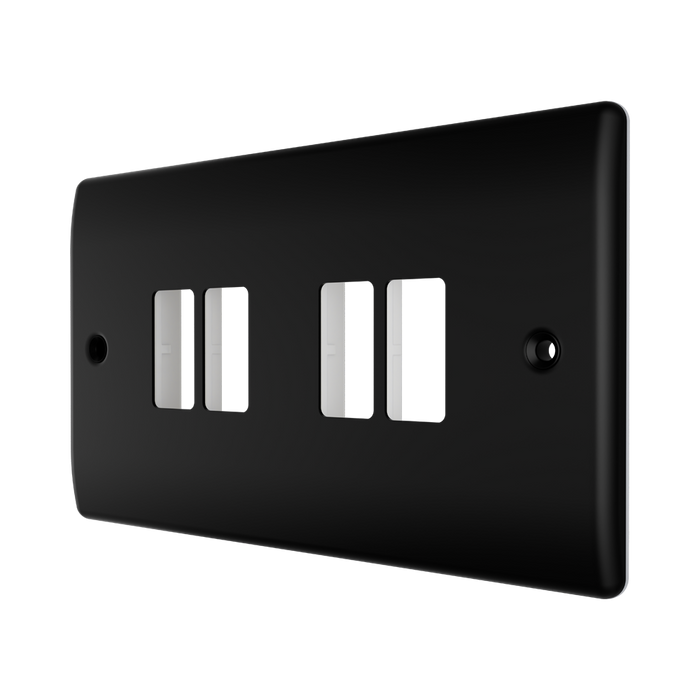 BG GridLite Nexus Metal Matt Black 4G Grid Plate MNFB4 – angled view