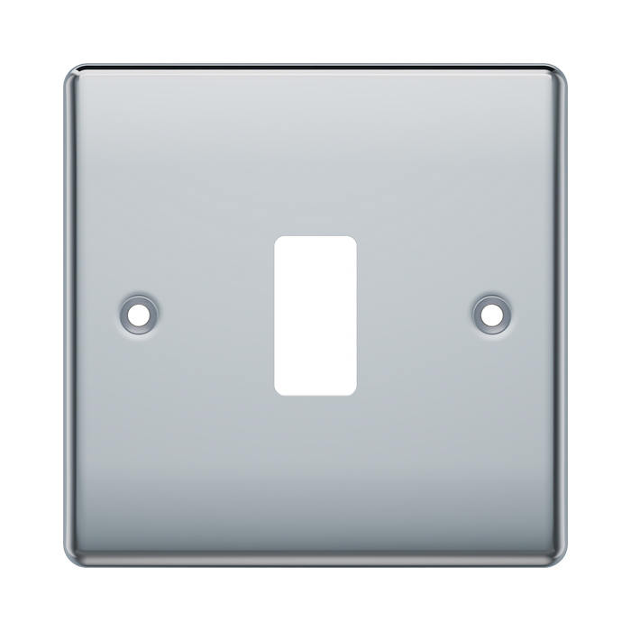 BG GridLite Nexus Metal Polished Chrome 1G Grid Plate MNPC1 – front view