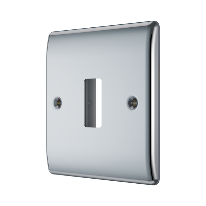 BG GridLite Nexus Metal Polished Chrome 1G Grid Plate MNPC1 – angled view
