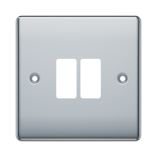 BG GridLite Nexus Metal Polished Chrome 2G Grid Plate MNPC2 – front view