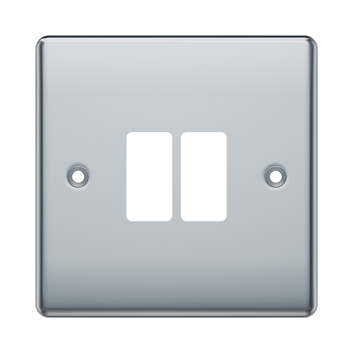 BG GridLite Nexus Metal Polished Chrome 2G Grid Plate MNPC2 – front view