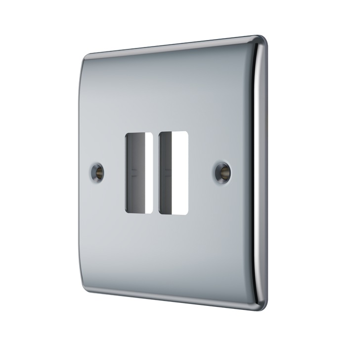 BG GridLite Nexus Metal Polished Chrome 2G Grid Plate MNPC2 – angled view