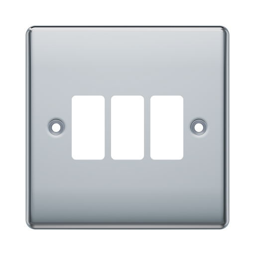 BG GridLite Nexus Metal Polished Chrome 3G Grid Plate MNPC3 – front view