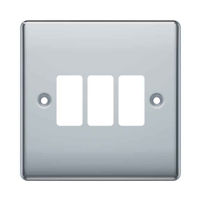 BG GridLite Nexus Metal Polished Chrome 3G Grid Plate MNPC3 – front view