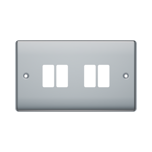 BG GridLite Nexus Metal Polished Chrome 4G Grid Plate MNPC4 – front view