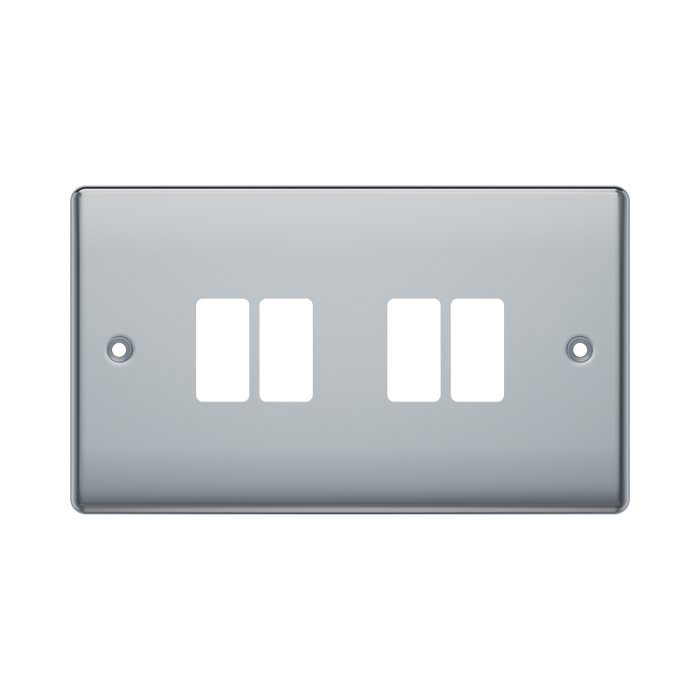 BG GridLite Nexus Metal Polished Chrome 4G Grid Plate MNPC4 – front view