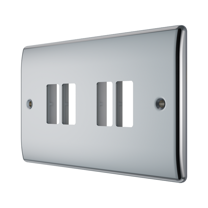 BG GridLite Nexus Metal Polished Chrome 4G Grid Plate MNPC4 – angled view