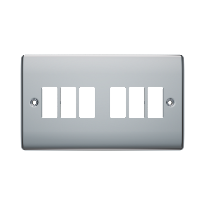 BG GridLite Nexus Metal Polished Chrome 6G Grid Plate MNPC6 – front view