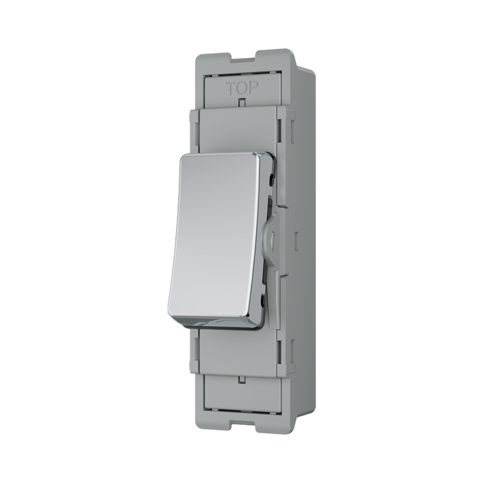 BG GridLite Polished Chrome 20A 16AX Intermediate Switch Module MPC13 – angled view
