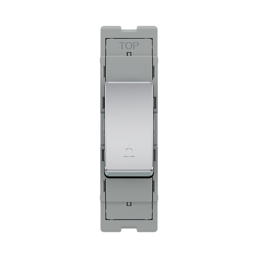 BG GridLite Polished Chrome 20A 2 Way Retractive Bell Symbol Switch Module MPC142BELL – front view