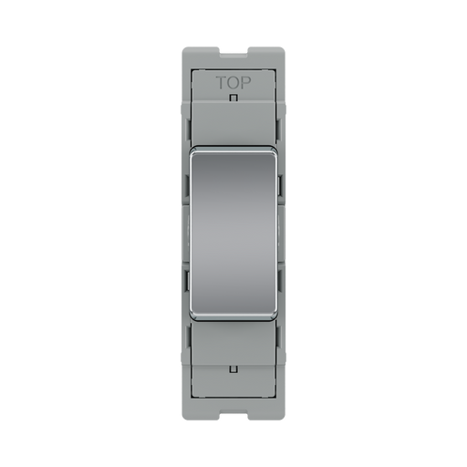 BG GridLite Polished Chrome 20A 2 Way Single Pole Retractive Centre-Off Switch Module MPC142C – front view