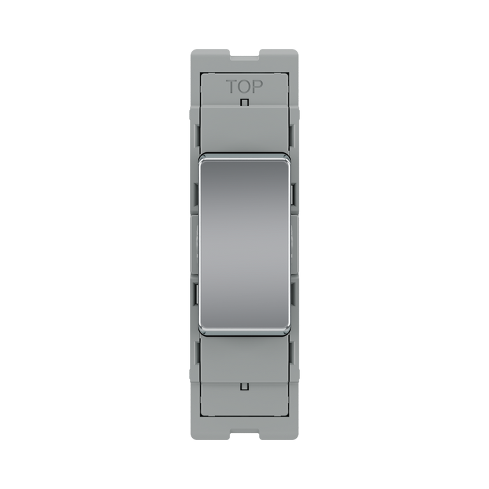 BG GridLite Polished Chrome 20A 2 Way Single Pole Retractive Centre-Off Switch Module MPC142C – front view