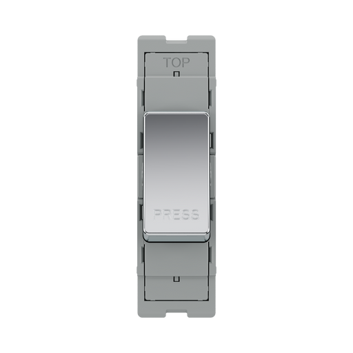 BG GridLite Polished Chrome 20A 2 Way Retractive PRESS Switch Module MPC142PR – front view