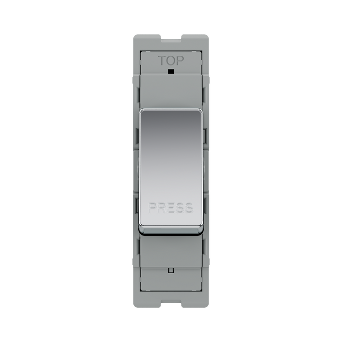 BG GridLite Polished Chrome 20A 1 Way Retractive PRESS Switch Module MPC14PR – front view