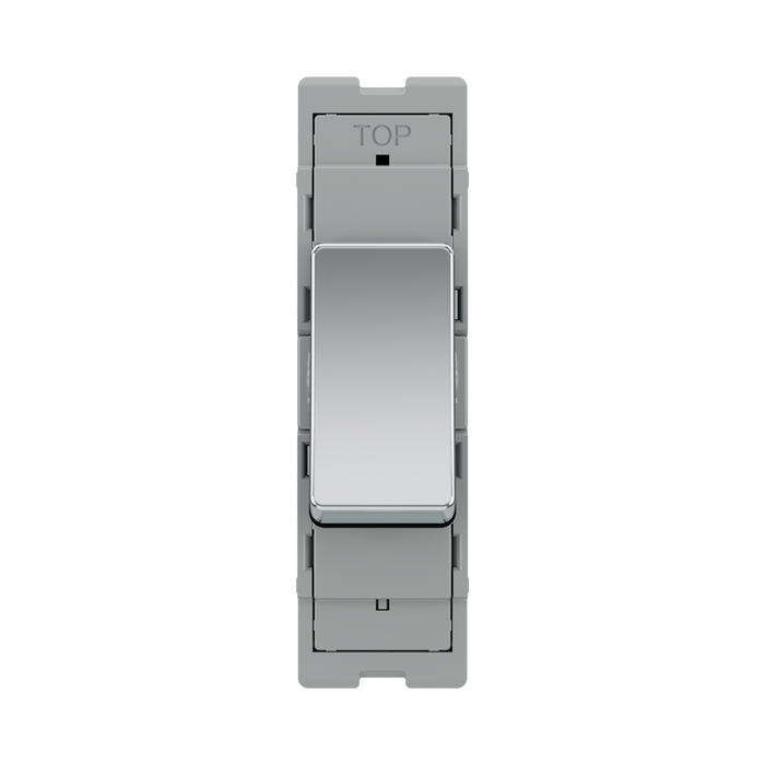 BG GridLite Polished Chrome 20A 1 Way Retractive Switch Module MPC14 – front view