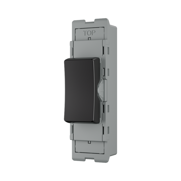 BG GridLite Evolve Gloss Black 20A 2 Way Single Pole Centre-Off Switch Module MPCDB12C – angled view
