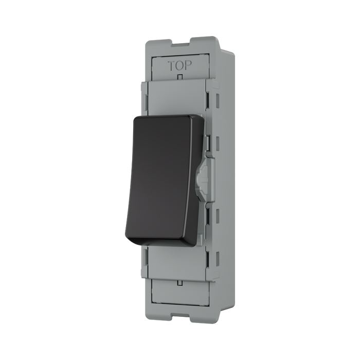 BG GridLite Evolve Gloss Black 20A 16AX 2 Way Single Pole Switch Module MPCDB12 – angled view