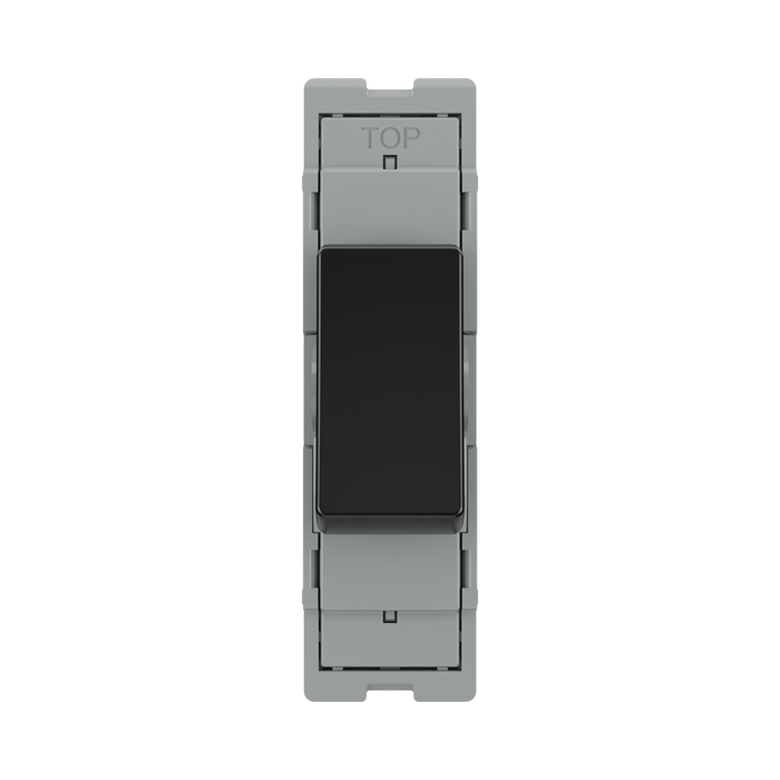BG GridLite Evolve Gloss Black 20A 16AX Intermediate Switch Module MPCDB13 – front view