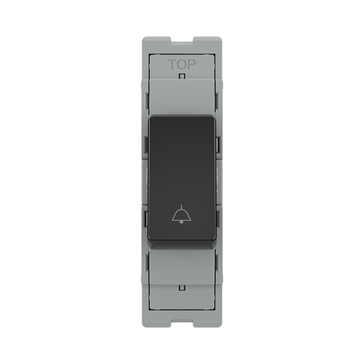 BG GridLite Evolve Gloss Black 20A 2 Way Retractive Bell Symbol Switch Module MPCDB142BELL – front view