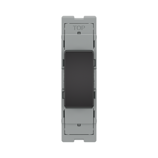 BG GridLite Evolve Gloss Black 20A 2 Way Single Pole Retractive Centre-Off Switch Module MPCDB142C – front view