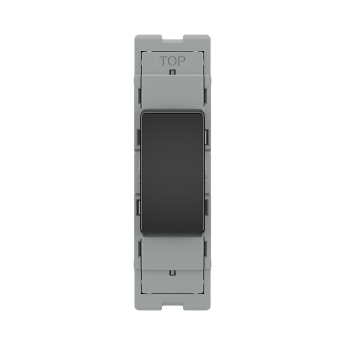 BG GridLite Evolve Gloss Black 20A 2 Way Single Pole Retractive Centre-Off Switch Module MPCDB142C – front view