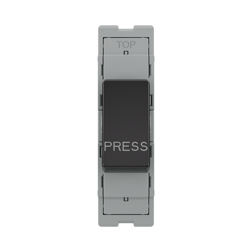 BG GridLite Evolve Gloss Black 20A 2 Way Retractive PRESS Switch Module MPCDB142PR – front view