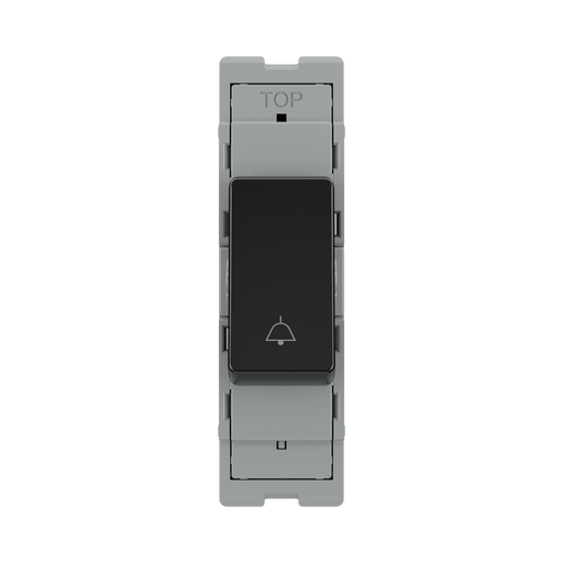 BG GridLite Evolve Gloss Black 20A 1 Way Retractive Bell Symbol Switch Module MPCDB14BELL – front view