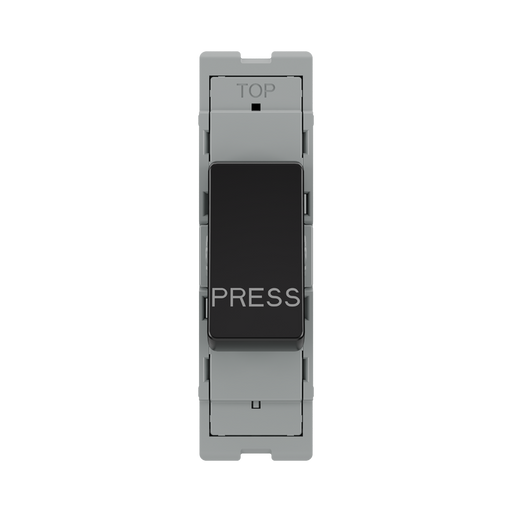 BG GridLite Evolve Gloss Black 20A 1 Way Retractive PRESS Switch Module MPCDB14PR – front view