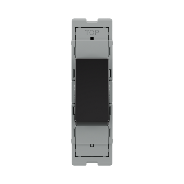 BG GridLite Evolve Gloss Black 20A 1 Way Retractive Switch Module MPCDB14 – front view