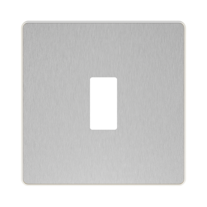 BG GridLite Evolve Brushed Steel 1G Grid Plate MPCDBS1W – front view