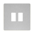 BG GridLite Evolve Brushed Steel 2G Grid Plate MPCDBS2W – front view