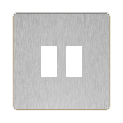 BG GridLite Evolve Brushed Steel 2G Grid Plate MPCDBS2W – front view