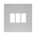 BG GridLite Evolve Brushed Steel 3G Grid Plate MPCDBS3W – front view