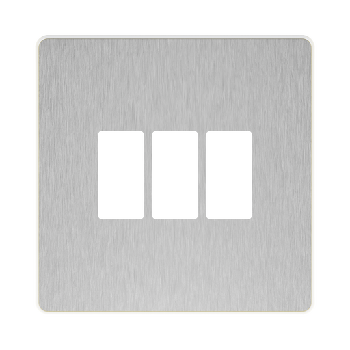 BG GridLite Evolve Brushed Steel 3G Grid Plate MPCDBS3W – front view