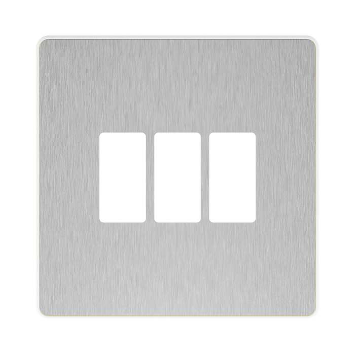 BG GridLite Evolve Brushed Steel 3G Grid Plate MPCDBS3W – front view