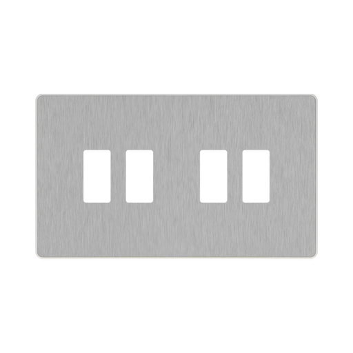 BG GridLite Evolve Brushed Steel 4G Grid Plate MPCDBS4W – front view