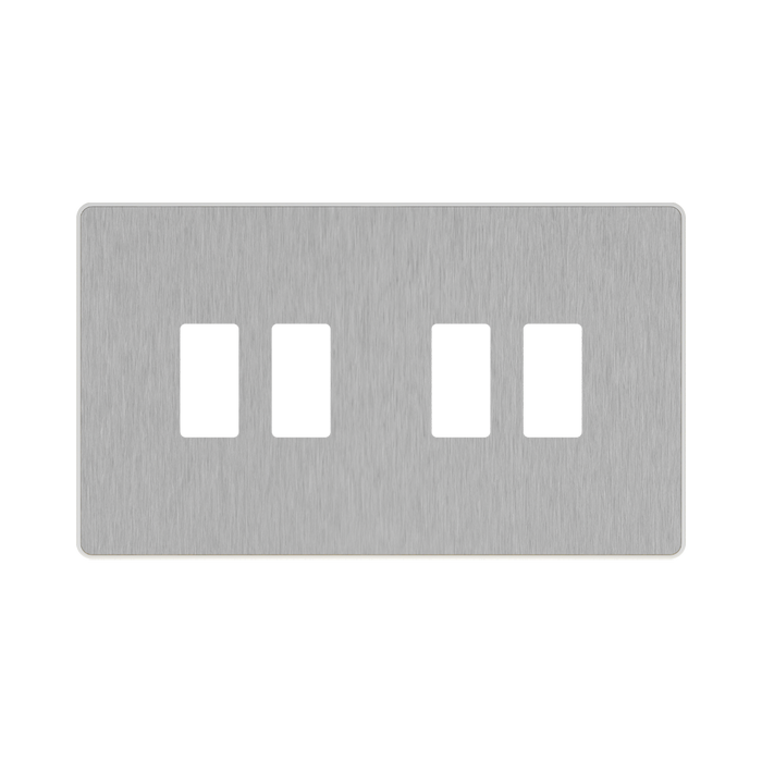 BG GridLite Evolve Brushed Steel 4G Grid Plate MPCDBS4W – front view
