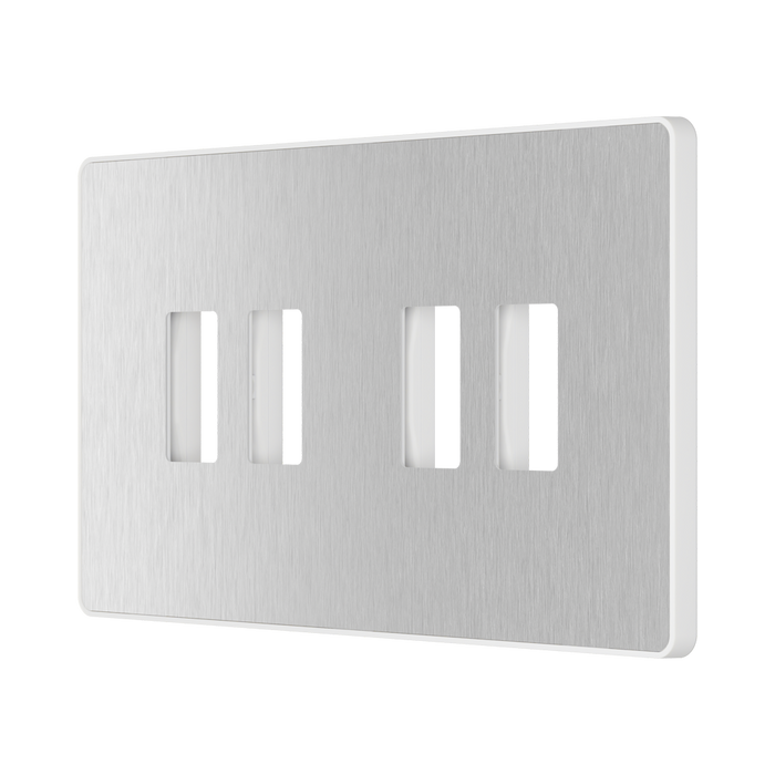 BG GridLite Evolve Brushed Steel 4G Grid Plate MPCDBS4W – angled view