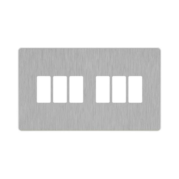 BG GridLite Evolve Brushed Steel 6G Grid Plate MPCDBS6W – front view