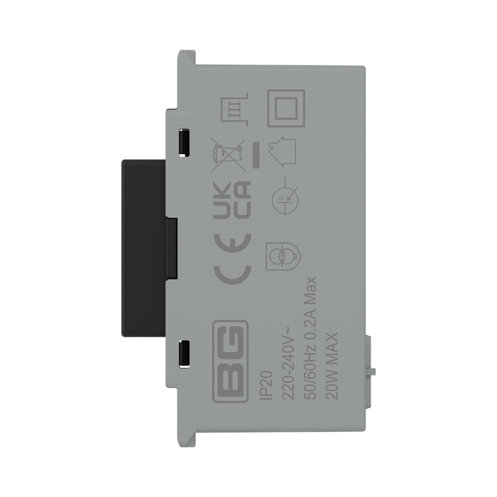 BG GridLite Evolve Gloss Black 20W USB-C Charging Module MPCDBUSBC20 – side view