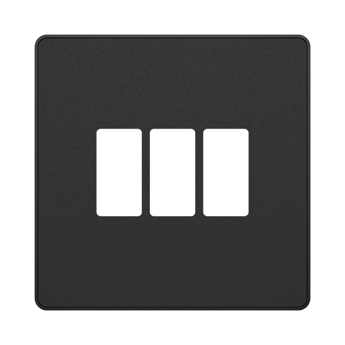 BG GridLite Evolve Matt Black 3G Grid Plate MPCDMB3B – front view