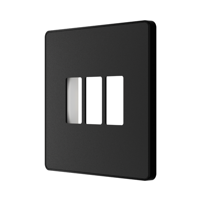 BG GridLite Evolve Matt Black 3G Grid Plate MPCDMB3B – angled view