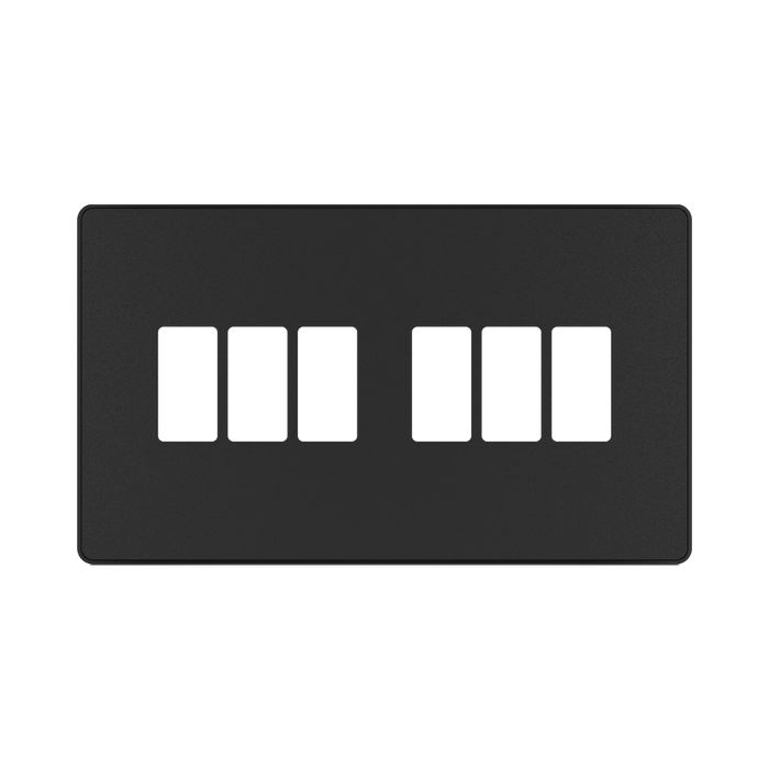 BG GridLite Evolve Matt Black 6G Grid Plate MPCDMB6B – front view