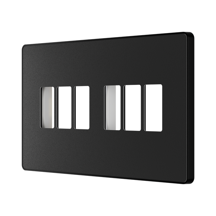 BG GridLite Evolve Matt Black 6G Grid Plate MPCDMB6B – angled view