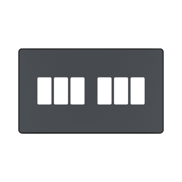 BG GridLite Evolve Matt Grey 6G Grid Plate MPCDMG6B – front view