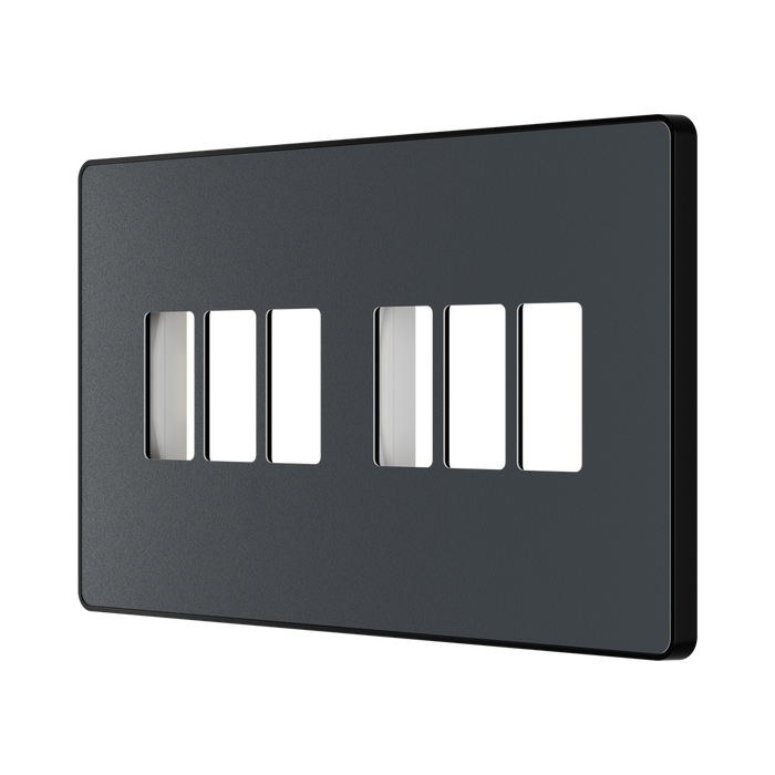 BG GridLite Evolve Matt Grey 6G Grid Plate MPCDMG6B – angled view