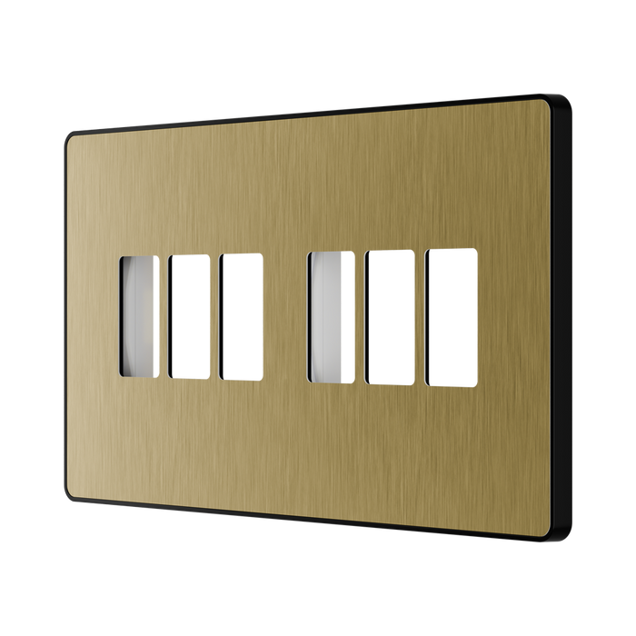 BG GridLite Evolve Satin Brass 6G Grid Plate MPCDSB6B – angled view