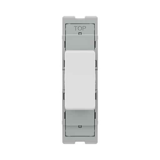 BG GridLite Evolve Gloss White 20A 2 Way Single Pole Centre-Off Switch Module MPCDW12C – front view