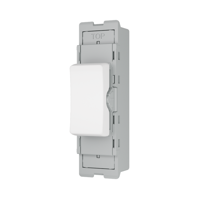 BG GridLite Evolve Gloss White 20A 2 Way Single Pole Centre-Off Switch Module MPCDW12C – angled view
