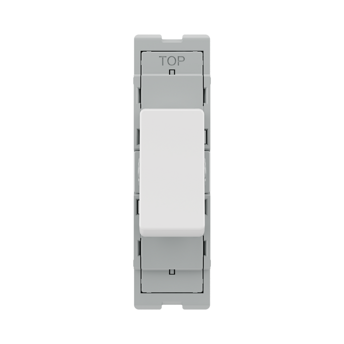 BG GridLite Evolve Gloss White 20A 16AX 2 Way Single Pole Switch Module MPCDW12 – front view